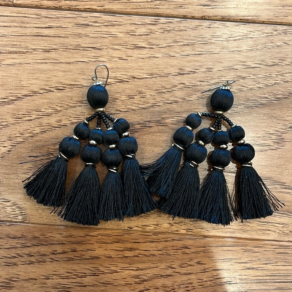 Black tassel earrings
